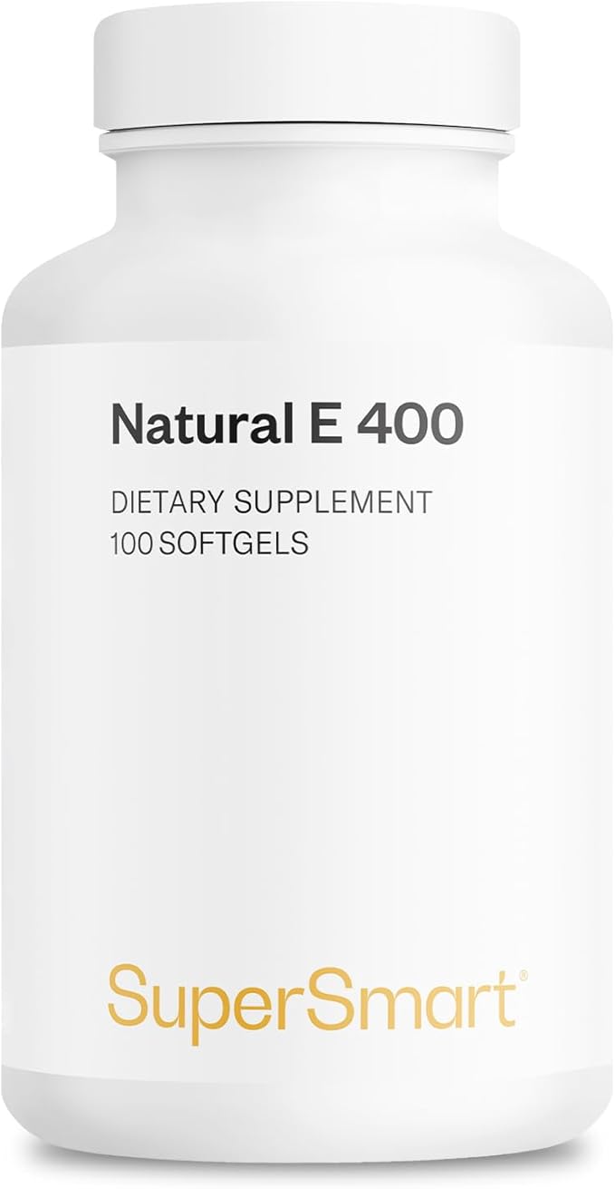 Supersmart - Natural E 400 (D-Alpha Tocopherol) 1200IU per Day - High Absorption Vitamin E Supplement | Non-GMO & Gluten Free - 100 Softgels
