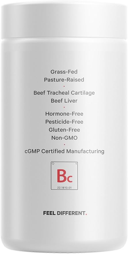 Codeage Grass Fed Beef Cartilage Supplement - Freeze Dried, Non-Defatted, Desiccated Beef Tracheal Bovine Cartilage & Liver Pills – Pasture Raised Argentina Beef Vitamins - Non-GMO -180 Capsules