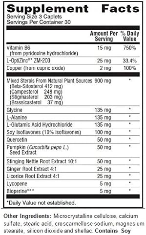 Pros-TEROL, Prostate Relief with 900 mg Plant Sterols with Pumpkin Seed, Stinging Nettle Root, Ginger Root, Licorice Root Extracts 90 Caplets