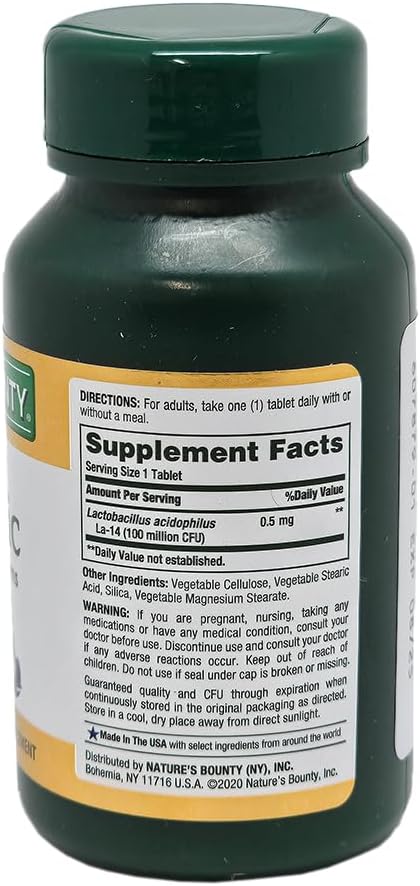 Nature's Bounty Probiotic Acidophilus Tablets, 100 ea
