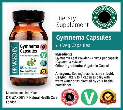 DR WAKDE's® Gymnema Capsules (Gudmar) I 100% Herbal I 60 Veggie Capsules I Ayurvedic Supplement I All Natural