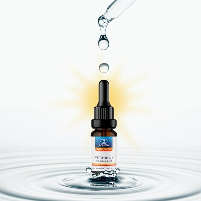 Equilife - Vitamin D3: Liquid Vitamin 3 Supplement, Immunity Support Drop, Promotes Bone Health, Helps Increase The Effectiveness of Calcium & Phosphorus, Formulated for Maximum Absorption (12 ml)