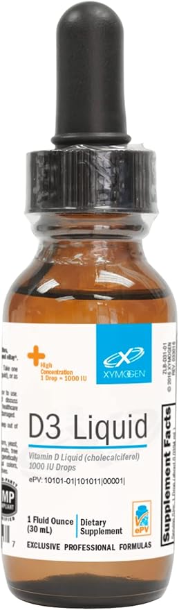 XYMOGEN D3 Liquid - Liquid Vitamin D Drops with Vitamin D3 to Support Immune Health, Bone + Heart Health - 1000 IU VIT D per Drop - Micro-Emulsified for Enhanced Absorption (1 fl oz)
