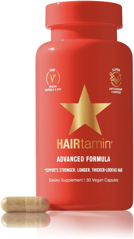 HAIRtamin Advanced Formula Hair Vitamins for Women & Men | Vegan 5000 Mcg Biotin Capsules Vitamin Supplement | Hair Skin and Nail Capsule Supplement to Promote Hair Growth & Thickness | 30 Count