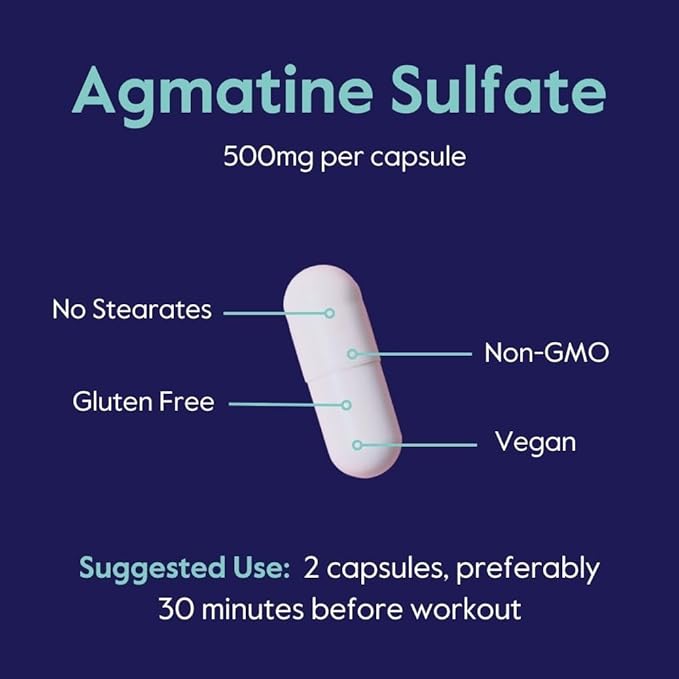 BESTVITE Agmatine Sulfate 500mg (240 Vegetarian Capsules) - No Stearates - Vegan - Non GMO - Gluten Free