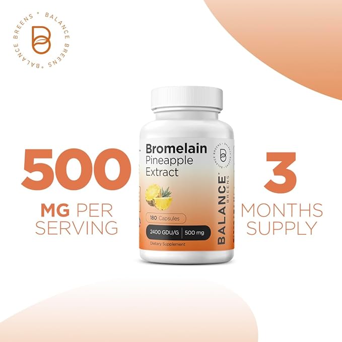 Balancebreens Bromelain 500mg, 180 Capsules - Pineapple Extract Digestive Enzyme, Supports Digestion and Joint Health Supplement