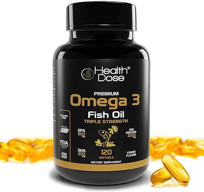 Premium Immune Support Bundle by Health Dose, Omega 3 Fish Oil Triple Strength, Gluten-Free, Non-GMO, 120 Softgels + Elderberry Plus 11 in 1, Defense Immune Support Booster, 120 Chlorophyll Capsules.