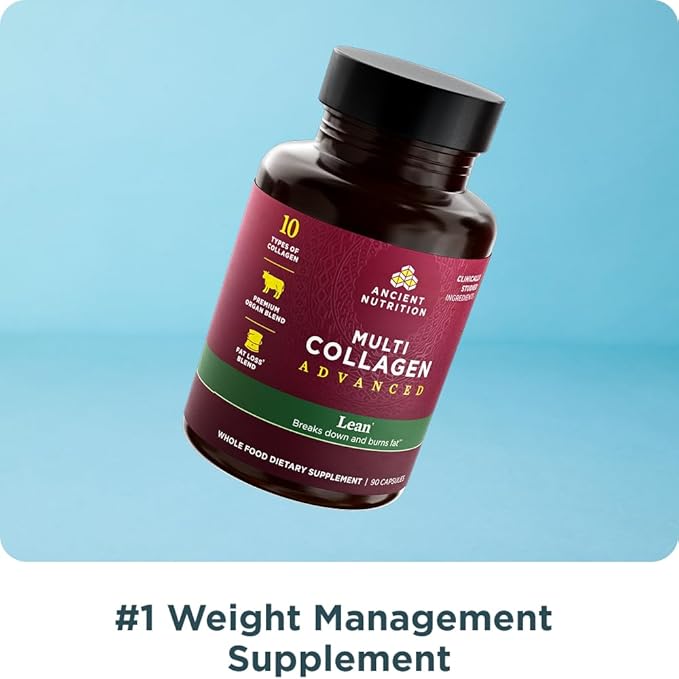 Ancient Nutrition Multi Collagen Advanced Lean with Probiotics, Hydrolyzed Collagen Peptides Supports Healthy Weight Loss and Fat Loss, 90 Count