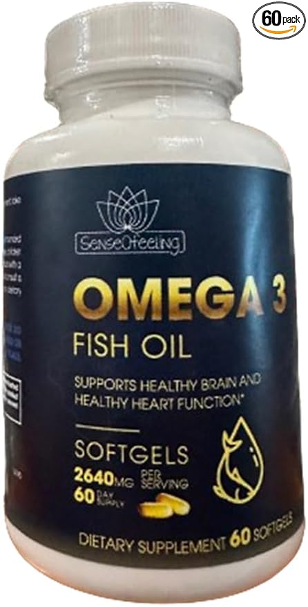 Omega 3 softgels Fish Oil 2640mg EPA 432mg DHA 188mg omga3 Fish Oil 60 Day Supply Supports Heart Health