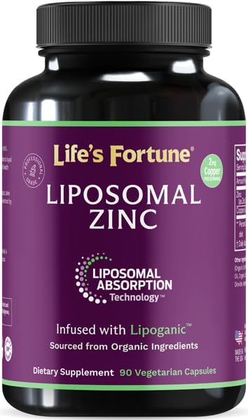 Liposomal Zinc Supplement 50mg with Copper, Immune Support, Metabolism, and Skin Health | High Potency Pure Zinc Citrate Vitamins for Adults | Powerful Herbal Antioxidant | 90 Capsules