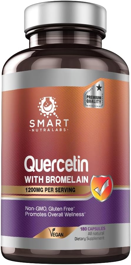 Smart Nutra Labs Quercetin with Bromelain- 180 Count, 1200mg Serving- Supports Immune Health & Energy- Vegan Friendly, Non-GMO, Gluten Free