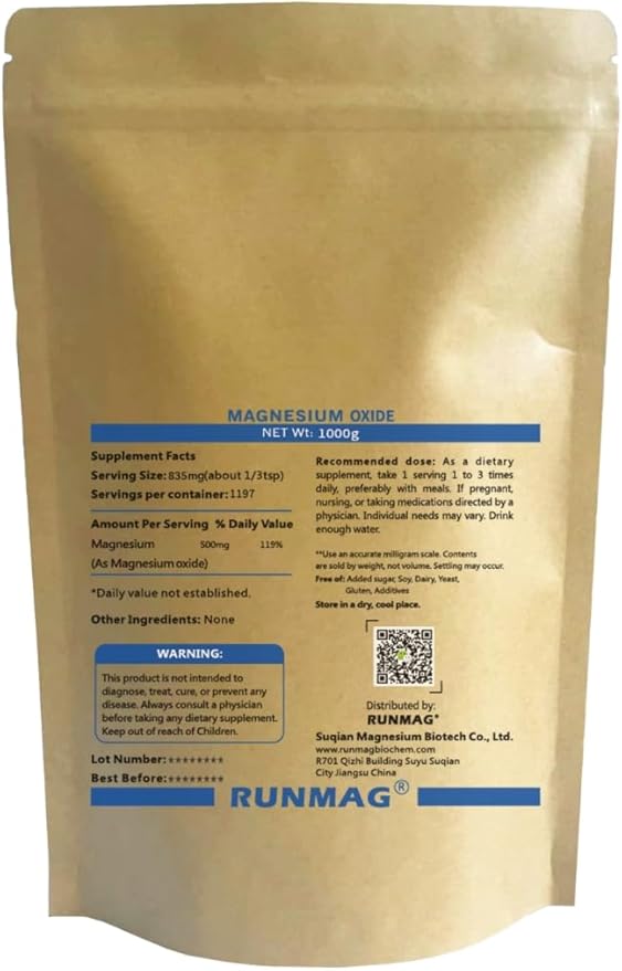 Pure Magnesium Oxide Food Grade Powder,1kg