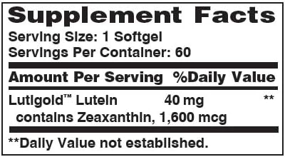 Vitamin World Lutein 40mg 60 Rapid Release Softgels, Eye Health, Vision, Antioxidant