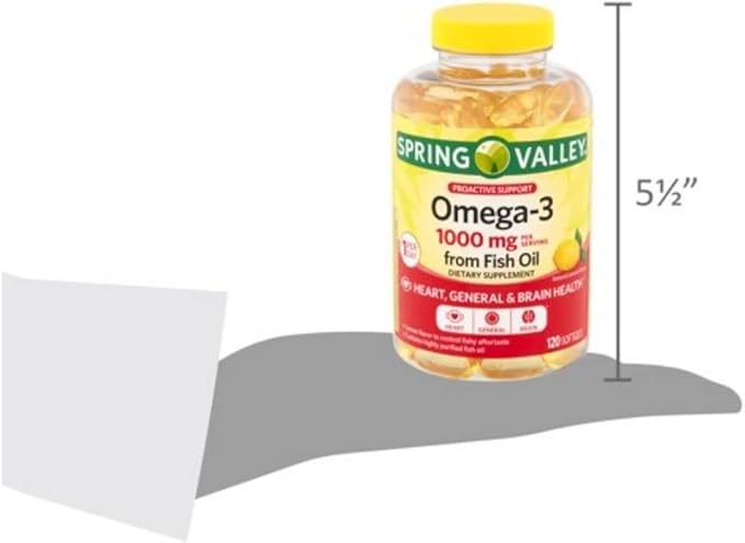 Spring Valley Omega-3 from Fish Oil, 1000 mg, 120 Count + STS Sticker.