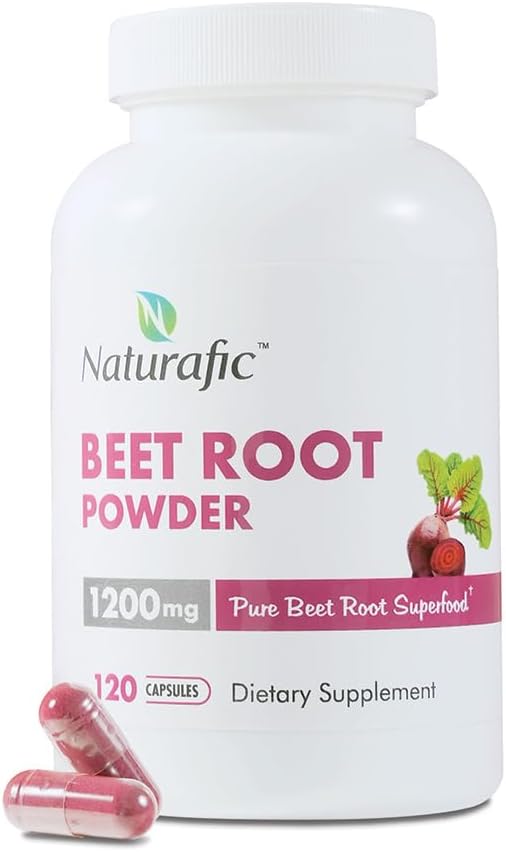 Beetroot Capsules – Nitric Oxide Booster | 1200mg High Nitrate Superfood | Pure Beet Root Powder | Non-GMO, Vegan, Gluten-Free | 120 Capsules | Natural Plant-Based Daily Supplement