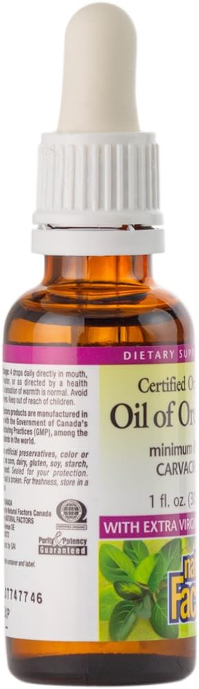 Natural Factors - Oil of Oregano, Certified Organic Support for Healthy Immunity and Cholesterol, 187 Servings (1 oz)