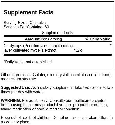 Swanson Cordyceps 600 Milligrams 120 Capsules