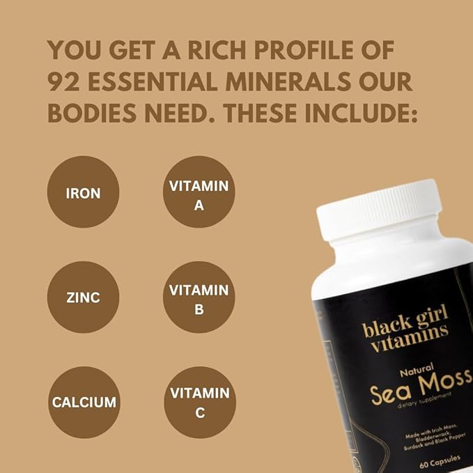 Black Girl Vitamins - Irish Sea Moss Capsules (500 mg) for Immune Support - Organic Sea Moss