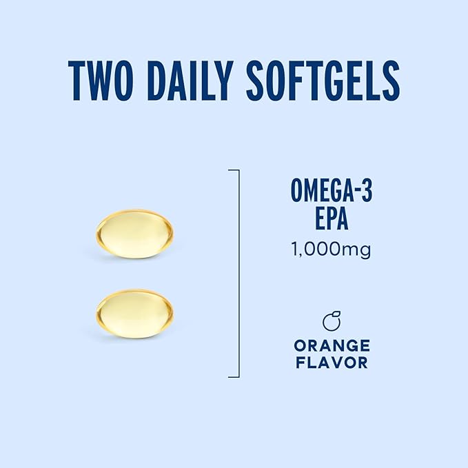 Oceanblue Essentials Mood Food Omega 3 - Triple Strength Burpless Fish Oil - High Potency 1000 MG EPA for Mood & Heart Support - Mini Softgels - Non-GMO - 60ct -1 Month Supply
