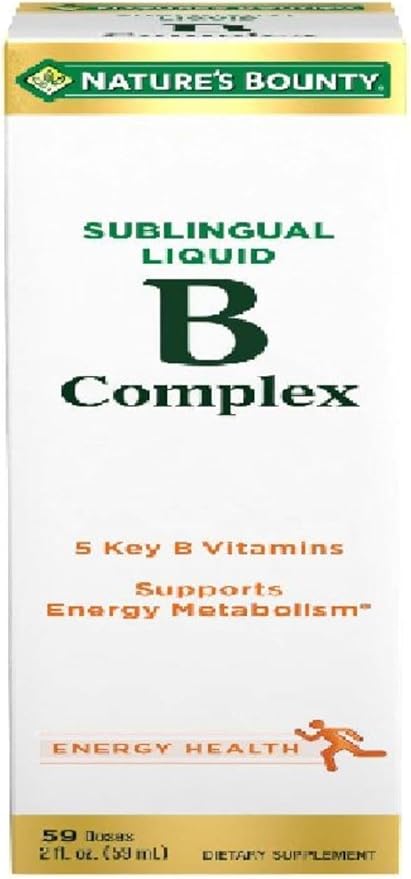 Nature's Bounty Vitamin B Complex Liquid, B12 Vitamin 5000 mcg, Nervous System Health & Cellular Energy Support, B Complex Vitamins for Women & Men, Vegetarian, 59 Servings, 2 Fl Oz