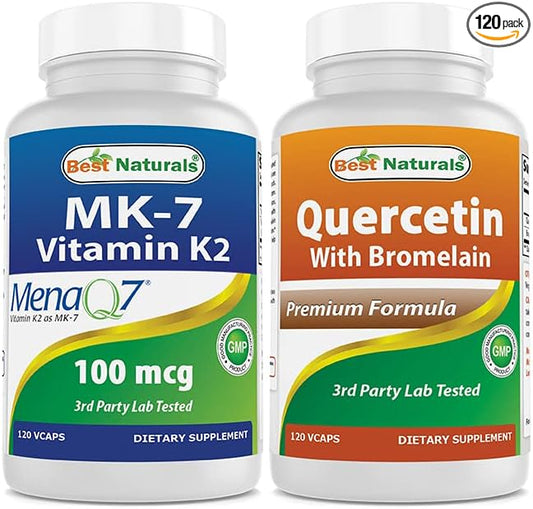 Best Naturals MK-7 Vitamin K2 100 mcg & Quercetin with Bromelain 800 mg