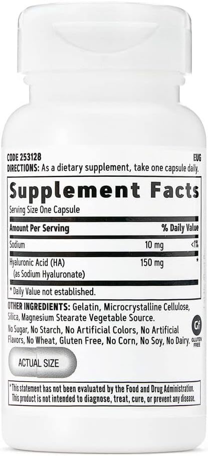 GNC Women's Hyaluronic Acid | Skin Hydrating Daily Supplement | Supports Moistureand Joint Health | 30 Capsules
