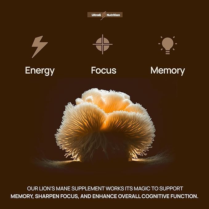 Organic Lions Mane Capsules - Lions Mane Supplement with Reishi, and Cordyceps - Immune Health & Cognitive Supplement for Adults (90 Veggie Capsules)