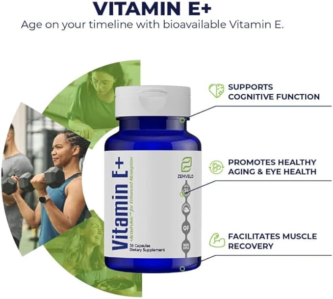Vitamin E+ - Support Eye Health | Muscle Recovery | Cognitive Function and Healthy Aging | 30 Day Supply