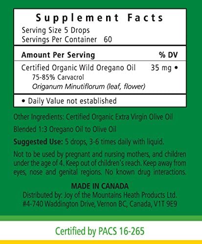100% Wild Organic Oregano Oil - 10ml / 0.33 OZ