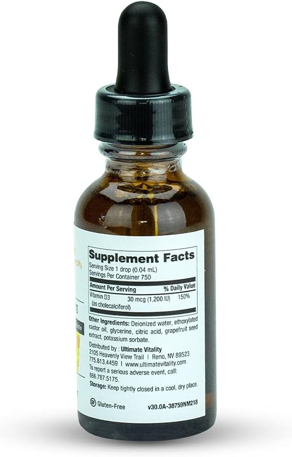 Micellized Vitamin D3 Liquid 750 Servings 1200 IU Per Drop, Best Value, Natural, Soy Free, Water Soluble - 1 Ounce