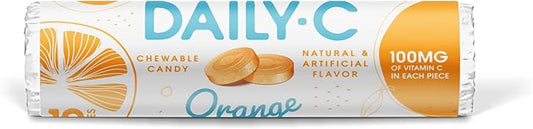 Chewable Vitamin C Orange Chewable Candy | 100MG of Vitamin C in Each Piece | Brought to You by Iconic Candy (Orange, 1.3oz Individual Roll)