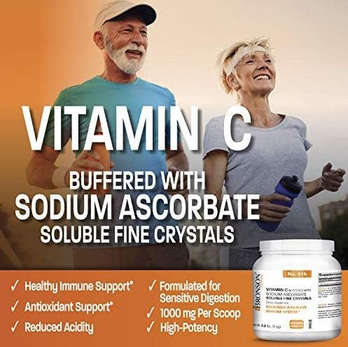 Buffered Vitamin C Powder Ascorbic Acid Buffered with Sodium Ascorbate Soluble Fine Crystals – Promotes Healthy Immune System and Cell Protection – Powerful Antioxidant - 1 Kilogram (2.2 Lbs)
