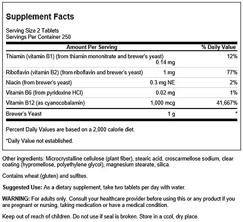 Swanson Brewer's Yeast - B Complex Vitamin Formula (500mg, 500 Tablets) (2 Pack)