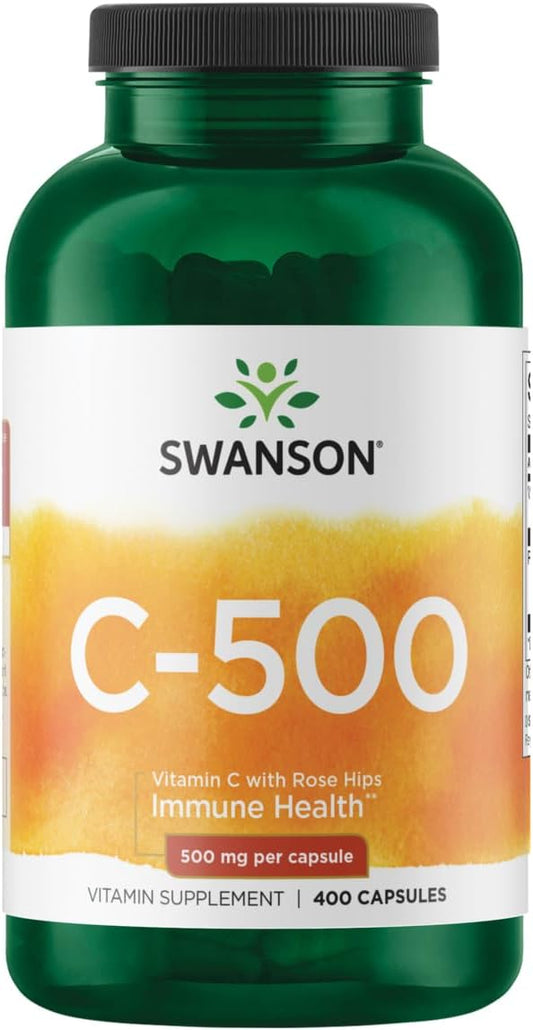 Swanson Vitamin C with Rose HIPS 500 Milligrams 400 Capsules