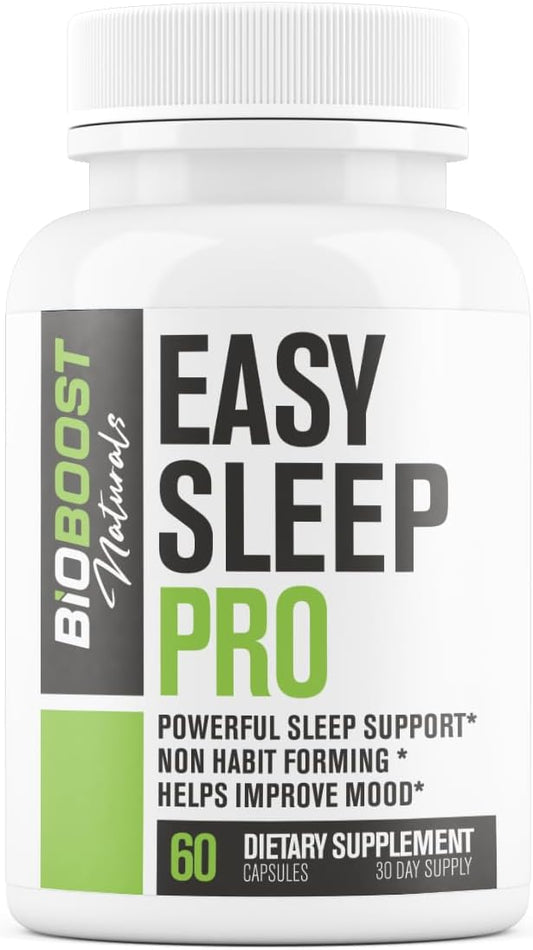 Easy Sleep Pro for Adults - NEW Non-Habit Forming Sleep Aid for Adults | Mood, Sleep, Restfulness Support | 18 Research Backed Ingredients | Melatonin, Magnesium, GABA, Ashwagandha & More - 60 Caps