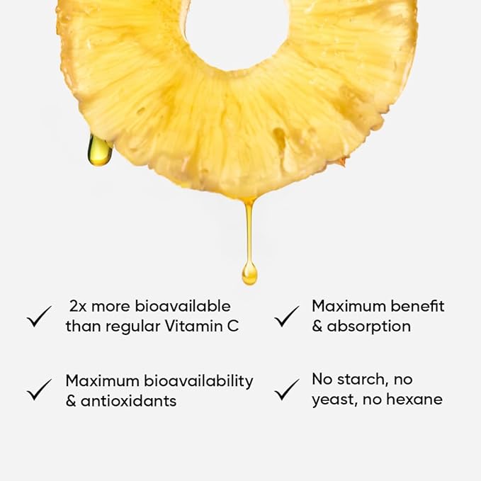 Bionutricia Liposomal Vitamin C with Pineapple Extract Powder (Water Soluble) Immune & Collagen Support, Two-Stage for High Absorption & Antioxidant, No Sugar & Non GMO 5.29Ounce
