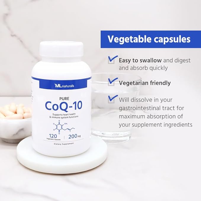 Pure CoQ-10 200 mg, 120 Vegetable Capsules. One a Day (4-Month Supply). Premium Quality