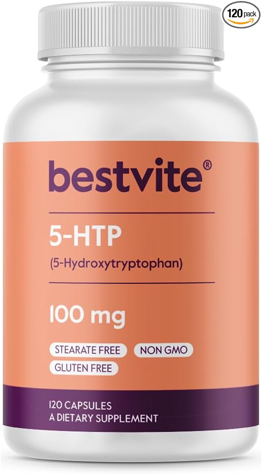 BESTVITE 5-HTP 100mg (120 Capsules) - No Stearates or Flow Agents