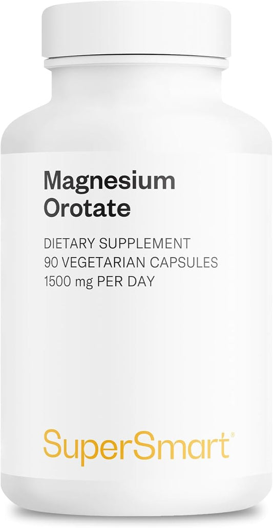 SuperSmart - Magnesium Orotate 1500mg per Day - High Absorption Magnesium Supplement | Non GMO & Gluten Free - 90 Vegetarian Capsules