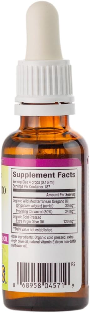 Natural Factors - Oil of Oregano, Certified Organic Support for Healthy Immunity and Cholesterol, 187 Servings (1 oz)