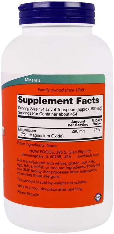 NOW Supplements, Magnesium Oxide, Enzyme Function*, Nervous System Support*, 8-Ounce (Pack of 2)