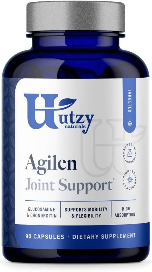 Agilen | Joint Support Supplement w/Glucosamine & Chondroitin (as CS-bBioactive®) | Hyaluronic Acid (as Mobilee®) | 3rd Party Tested | 90 Capsules