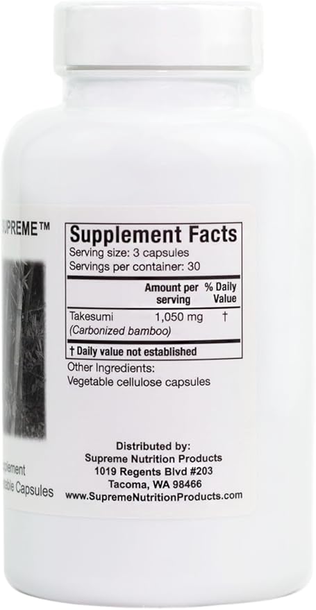 Supreme Nutrition Takesumi Supreme, 90 Pure Activated Bamboo Charcoal Vegetarian Capsules