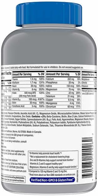 Centrums Silver Men 50+ Multivitamin, 275 Tablets Bundle - Adult Multi & Letter Vitamins Herbals & Dietary Supplements for Health