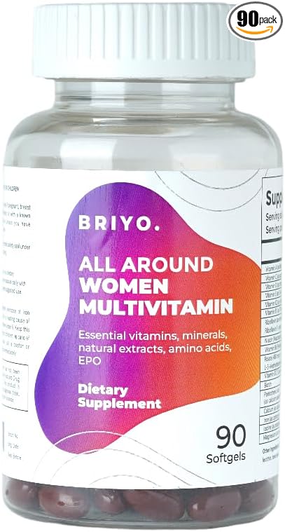 Briyo All Around Women - 38 nutrients (Essential Vitamins, Minerals, Natural extracts, Amino acids, Primrose Oil) - 90 Capsules