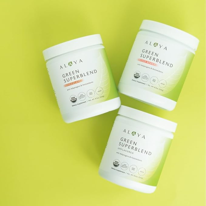 Alaya Organic Super Greens Powder - Premium Green Juice Superfood Supplement Powder - Adaptogens, Antioxidants & Probiotics Blend - USDA Organic, Non-GMO, Vegan - 30 Servings (Mixed Berry)