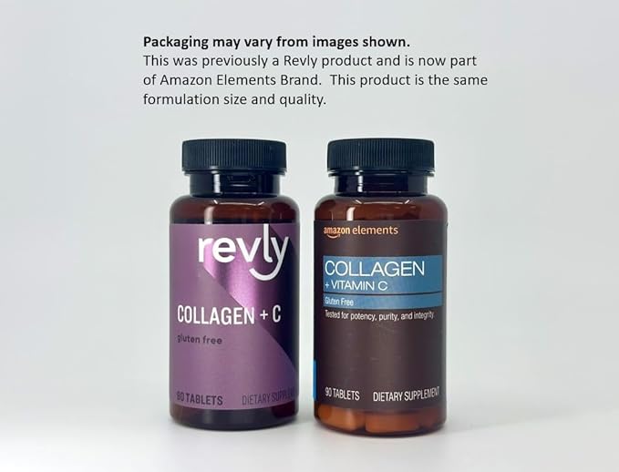 Amazon Elements Collagen Peptides + Vitamin C, 2500 mg Collagen Peptides per Serving, 90 Tablets, 1 Month Supply