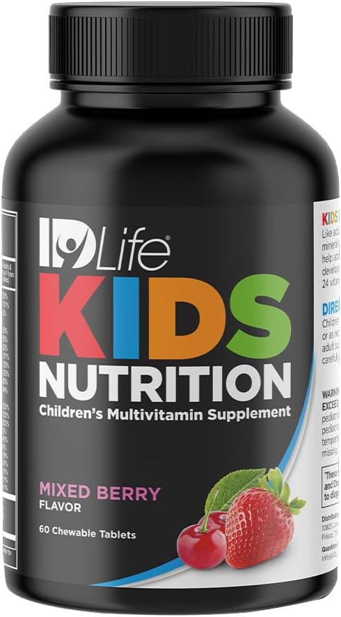 IDLife Mixed Berry Kids Nutrition Chewable Tablets - Essential 24 Vitamins & Minerals for Growing Bodies - Daily Nutritional Support - 60 Count