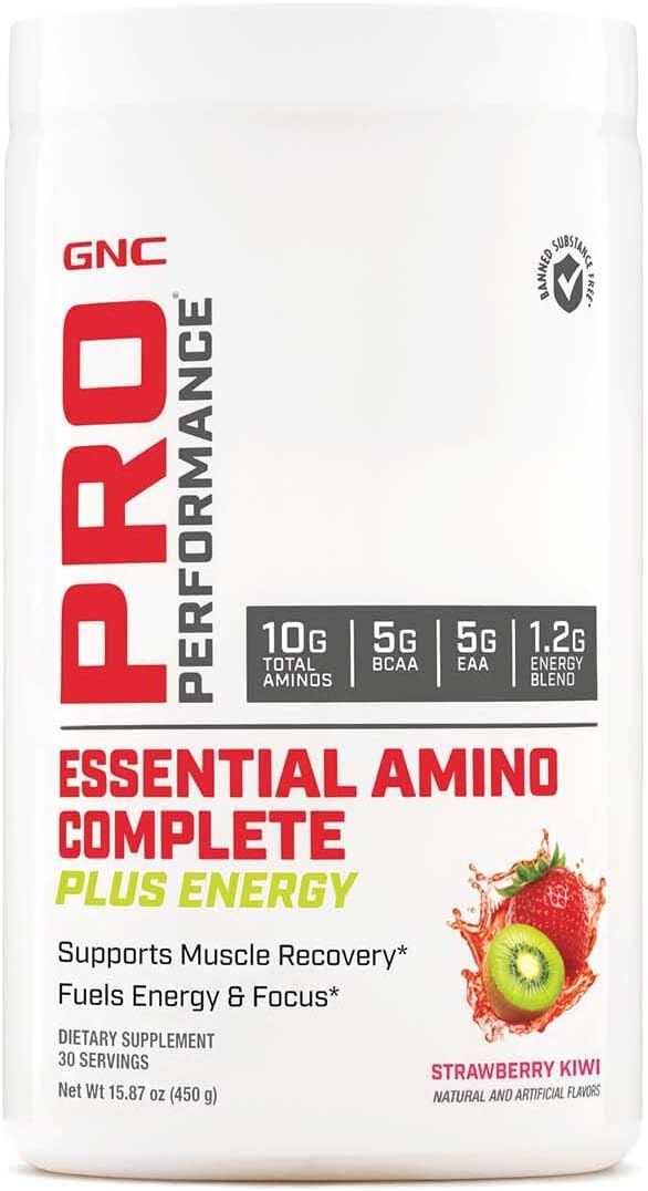 GNC Pro Performance Essential Amino Complete Plus Energy, Strawberry Kiwi, 15.9 oz., Supports Muscle Recovery