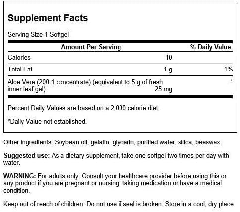 Swanson Aloe Vera 25 Milligrams 100 Sgels